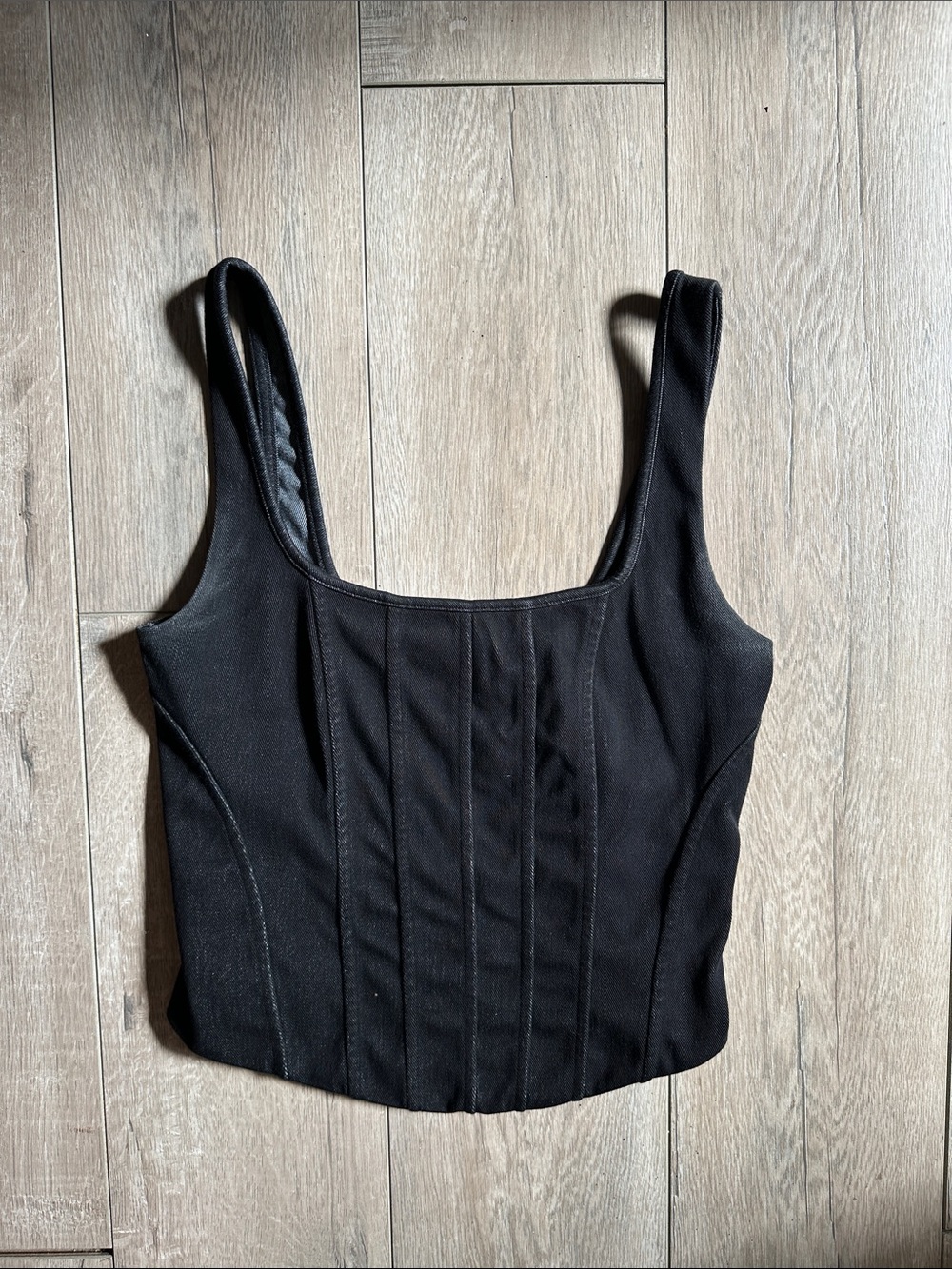Black Square Neck Corset Tank Top